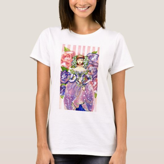 Viktorianischer Blumenwatercolor-Entwurf T-Shirt (Vorderseite)