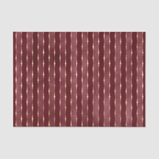 Viktorianischer Burgund und Goldstreifen Seidenpapier (Vorderseite)