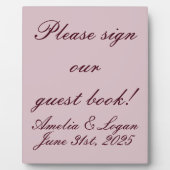 Viktorianischer Burgundtext auf Mauve Wedding Fotoplatte (Vorderseite)