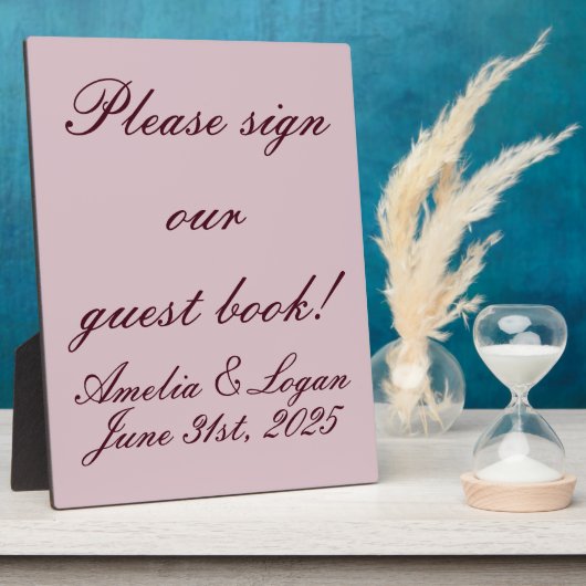 Viktorianischer Burgundtext auf Mauve Wedding Fotoplatte (Seite)