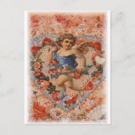 Viktorianischer Cherub mit Herz und Spitze Postkarte
