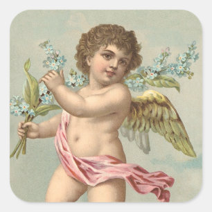 Viktorianischer Cherub Quadratischer Aufkleber