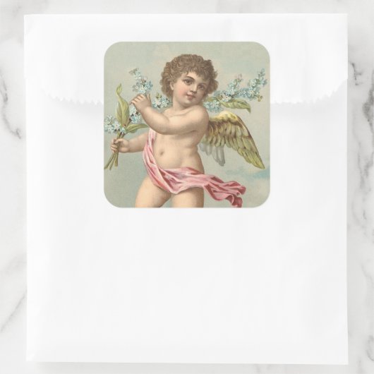 Viktorianischer Cherub Quadratischer Aufkleber (Tasche)