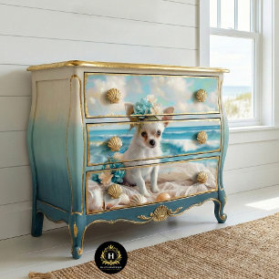 Viktorianischer Chihuahua-Welpe am Meer Strand Dec Seidenpapier