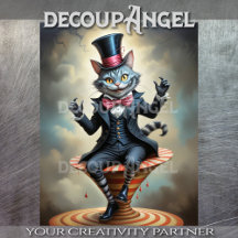 Viktorianischer Circus Cheshire Cat - Decoupage