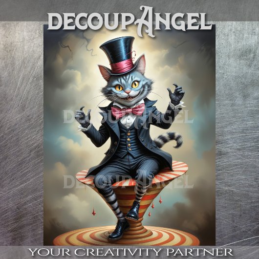 Viktorianischer Circus Cheshire Cat - Decoupage Seidenpapier