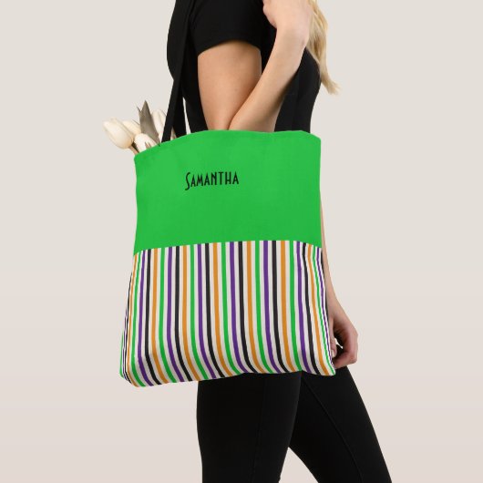 Viktorianischer Circus farbige vertikale Streifen Tasche (Von Nahem)
