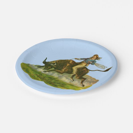 Viktorianischer Cowboy-Bulle Pappteller (Schrägansicht)