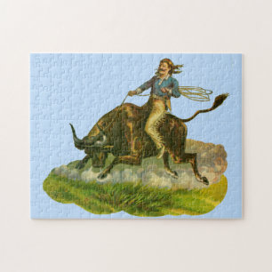 Viktorianischer Cowboy-Bulle Puzzle