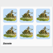Viktorianischer Cowboy-Bulle Quadratischer Aufkleber (Blatt)