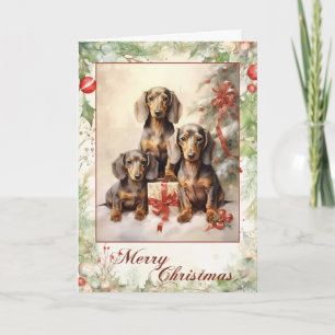 Viktorianischer Dachshund-Welpe Weihnachten