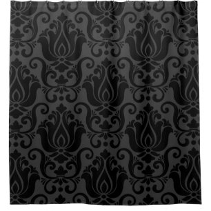 viktorianischer Damast Antik Schwarz Tapete ornate Duschvorhang
