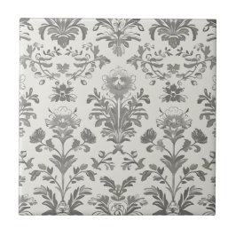Viktorianischer Damast Blumen Weiß Vintage Fliese