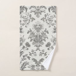 Viktorianischer Damast Blumen Weiß Vintage Handtuch