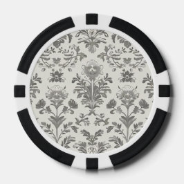 Viktorianischer Damast Blumen Weiß Vintage Pokerchips
