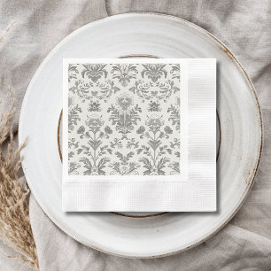 Viktorianischer Damast Blumen Weiße Vintage Hochze Serviette