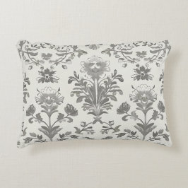 Viktorianischer Damast Blumenmuster Weiß Vintage Dekokissen