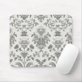 Viktorianischer Damast Blumenmuster Weiß Vintage Mousepad (Mit Mouse)