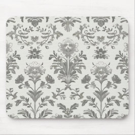 Viktorianischer Damast Blumenmuster Weiß Vintage Mousepad
