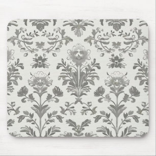 Viktorianischer Damast Blumenmuster Weiß Vintage Mousepad