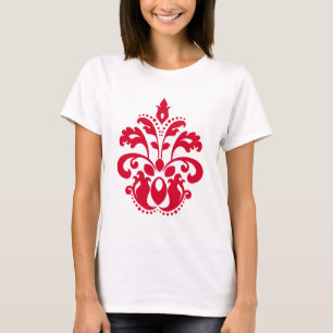 Viktorianischer Damast der roten Eleganz T-Shirt