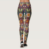 Viktorianischer Damast lila Leggings (Rückseite)