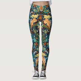 Viktorianischer Damast Mitternacht Leggings