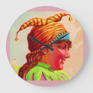 Viktorianischer Damenjester Große Wanduhr