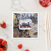 Viktorianischer Dampfzug Steampunk Party Essen Serviette (Beispiel)