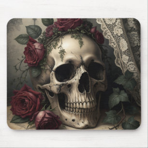 Viktorianischer Dark Academia Gothic-Totenkopf mit Mousepad