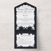 Viktorianischer dunkelblauer Hochzeitshub All In One Einladung (Innen Boden)