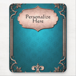 Viktorianischer, edler Bronzestall aus blauem Dama Mousepad