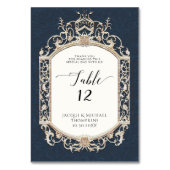Viktorianischer Eleganter Formal Navy Blue Gold Em Tischnummer (Rückseite)
