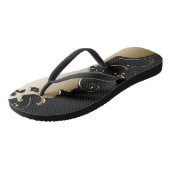 Viktorianischer, eleganter Schwarz-Gold-Look Badesandalen (Schrägansicht)