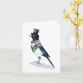 Viktorianischer Elster-Vogel Karte (Gelbe Blume)