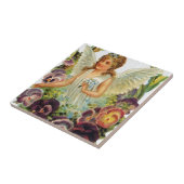 Viktorianischer Engel mit Blumen Fliese (Seite)