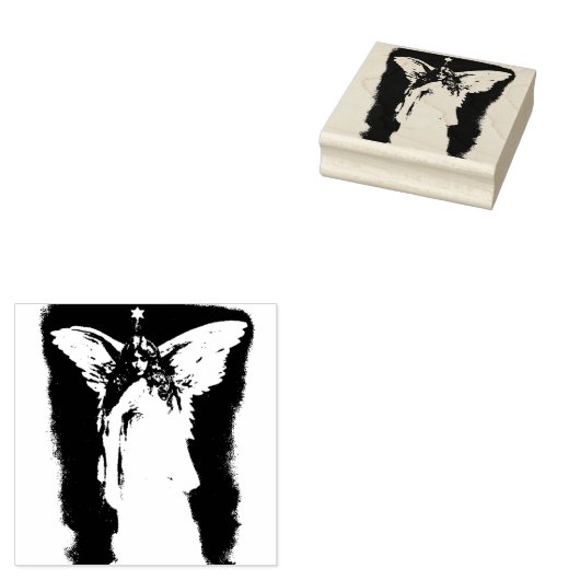 Viktorianischer Engel mit Flügeln & Stern, schöne Gummistempel (Stempel)