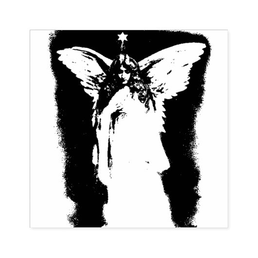 Viktorianischer Engel mit Flügeln & Stern, schöne  Gummistempel (Prägung)