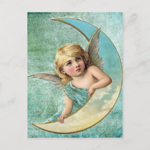 Viktorianischer Engel und Mond - Vintage-Illustrat Postkarte