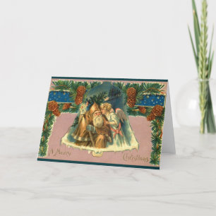 Viktorianischer Engel und Weihnachtskarte des Weih Feiertagskarte