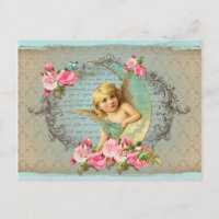 Viktorianischer Engel Vintag blaue Rose rosa antik