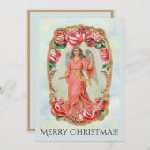 Viktorianischer Engel von Weihnachten Gerahmt von Einladung (Vorne/Hinten)