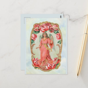 Viktorianischer Engel von Weihnachten Gerahmt von Postkarte