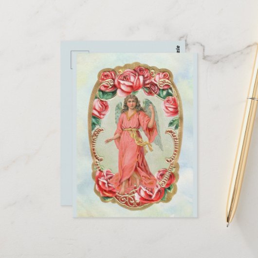 Viktorianischer Engel von Weihnachten Gerahmt von Postkarte (Vorderseite/Rückseite Beispiel)