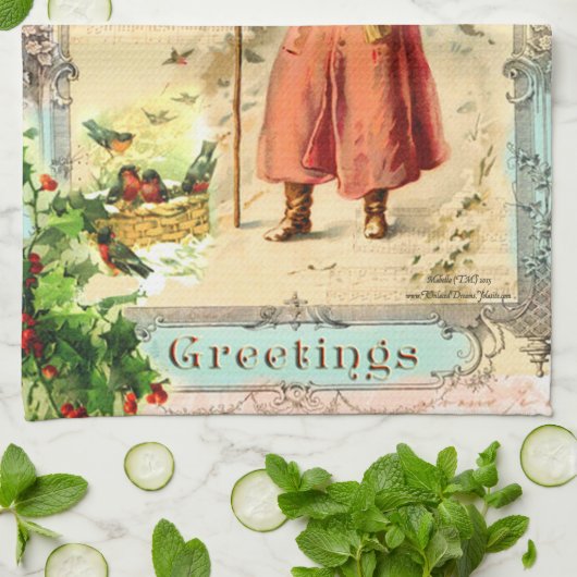 Viktorianischer Feiertag Geschirrtuch (Gefaltet)