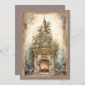 Viktorianischer Feuerplatz Weihnachtsbaum Feiertagskarte (Vorne/Hinten)