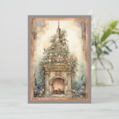 Viktorianischer Feuerplatz Weihnachtsbaum Feiertagskarte (Stehend Vorderseite)