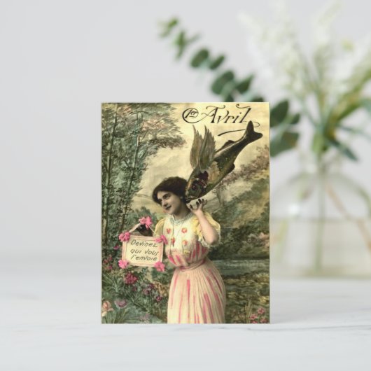 Viktorianischer Fisch, Aprilscherz Postkarte (Stehend Vorderseite)