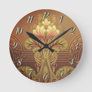 Viktorianischer floraler Fries elegante Blume Art Runde Wanduhr