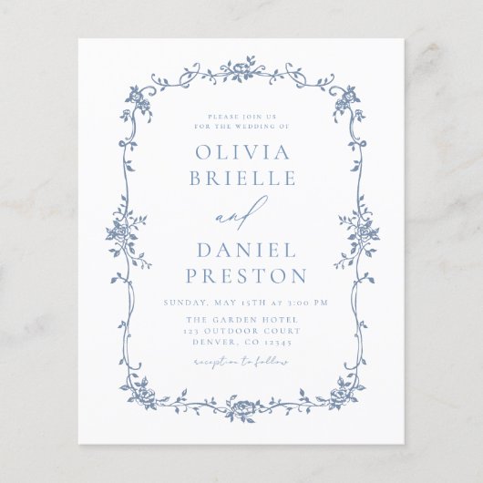 Viktorianischer französischer QR Code Blue Wedding (Vorderseite)